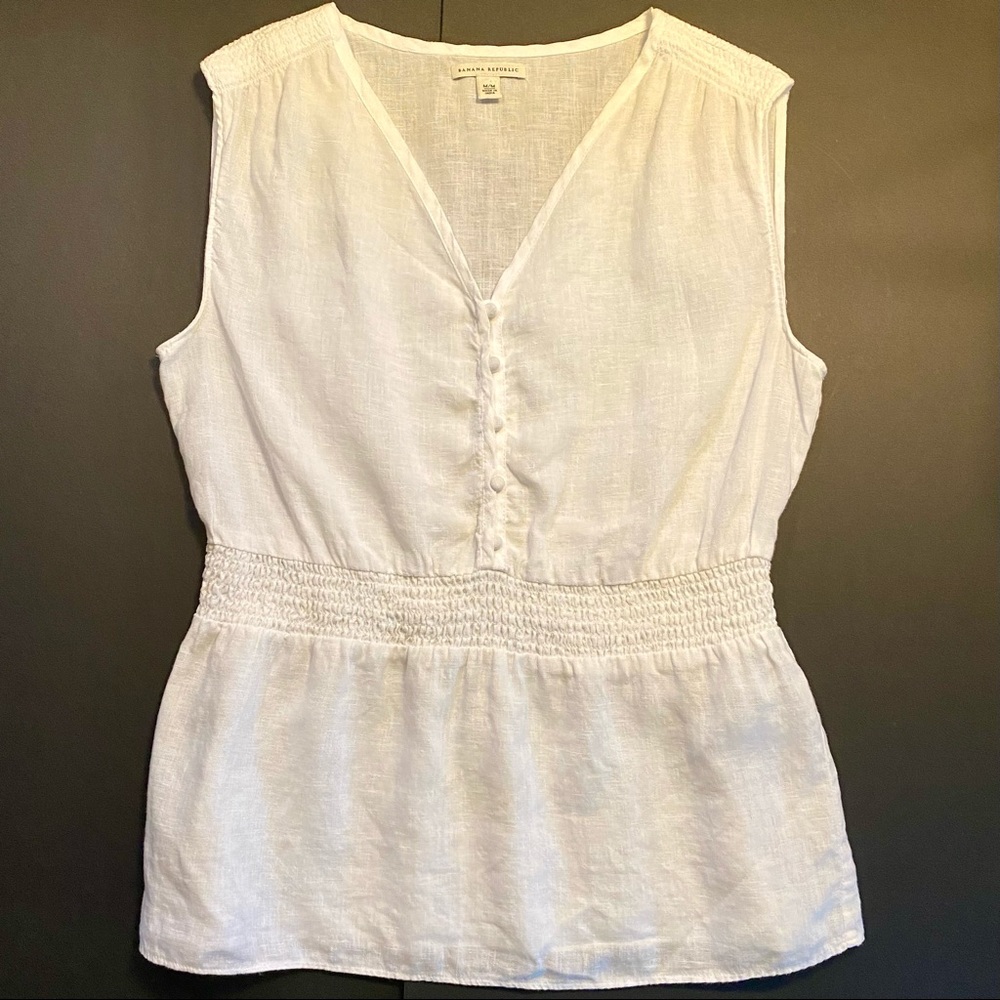 BANANA REPUBLIC White Linen Too | Covered Buttons